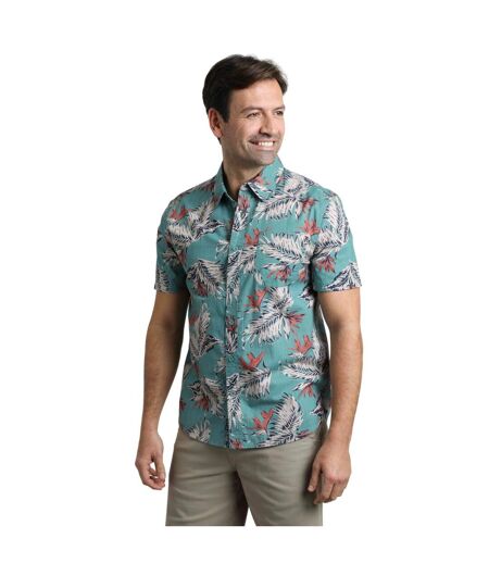 Mens faraway leaves organic cotton shirt mineral blue Weird Fish