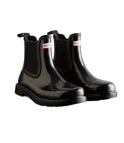 Womens/ladies Commando Gloss Chelsea Boots Black Hunter