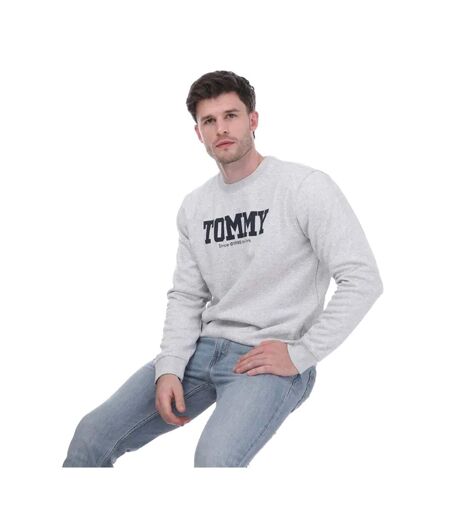 Unisex Adult Back Print Logo Sweatshirt Silver Tommy Hilfiger