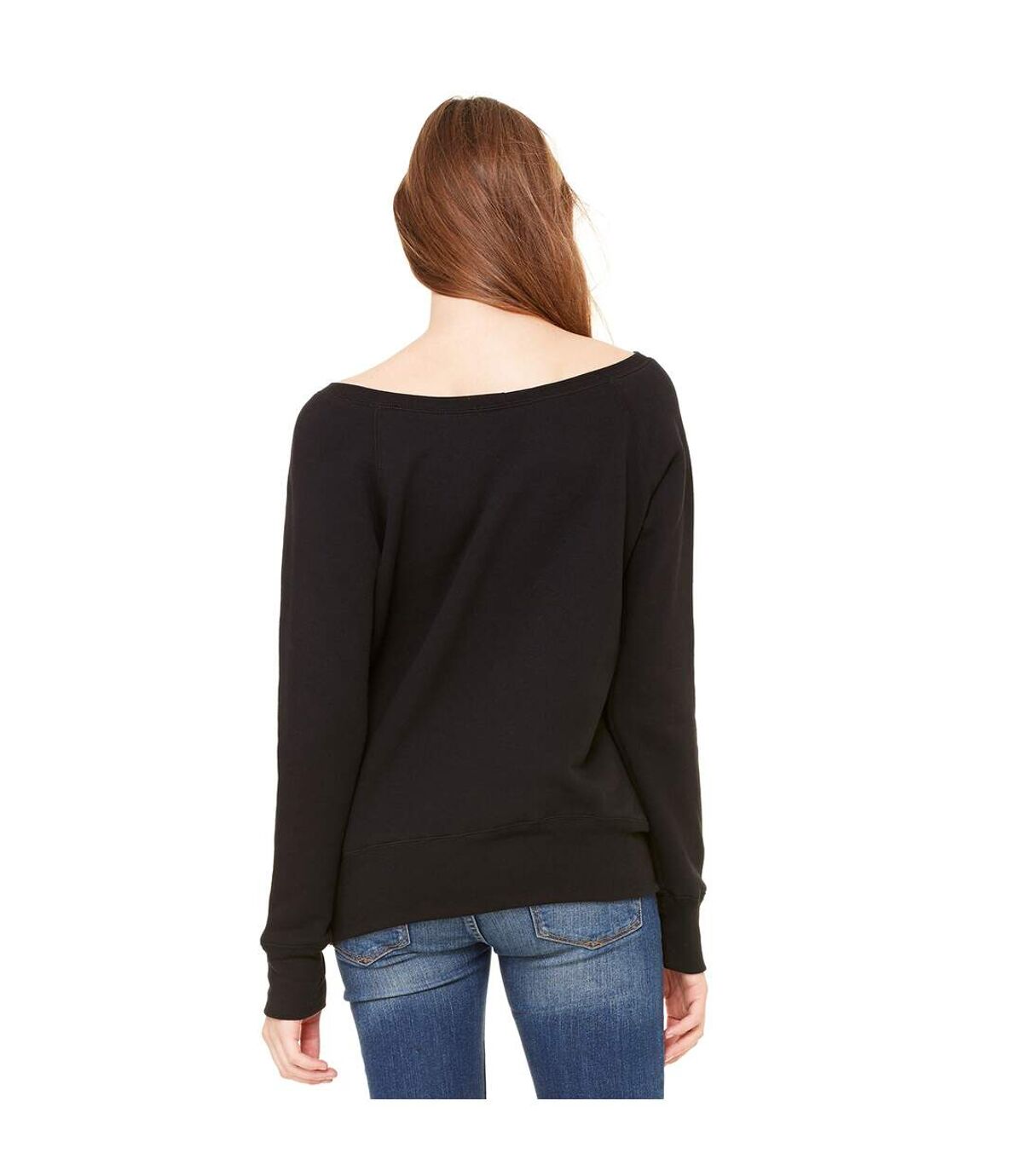 Bella + Canvas Womens/Ladies Sponge Fleece Wide Neck Sweatshirt (Black)