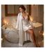 OZABI Nuisette et Kimono Femme Satin Effet Soie Dentelle Pailletée-5