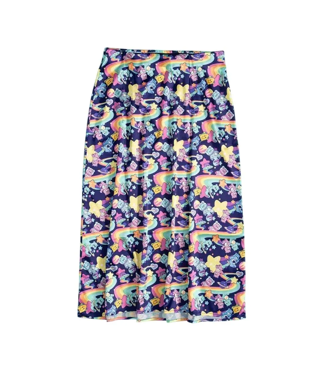 Womens/ladies Galaxy Satin Skirt Purple Care Bears-1