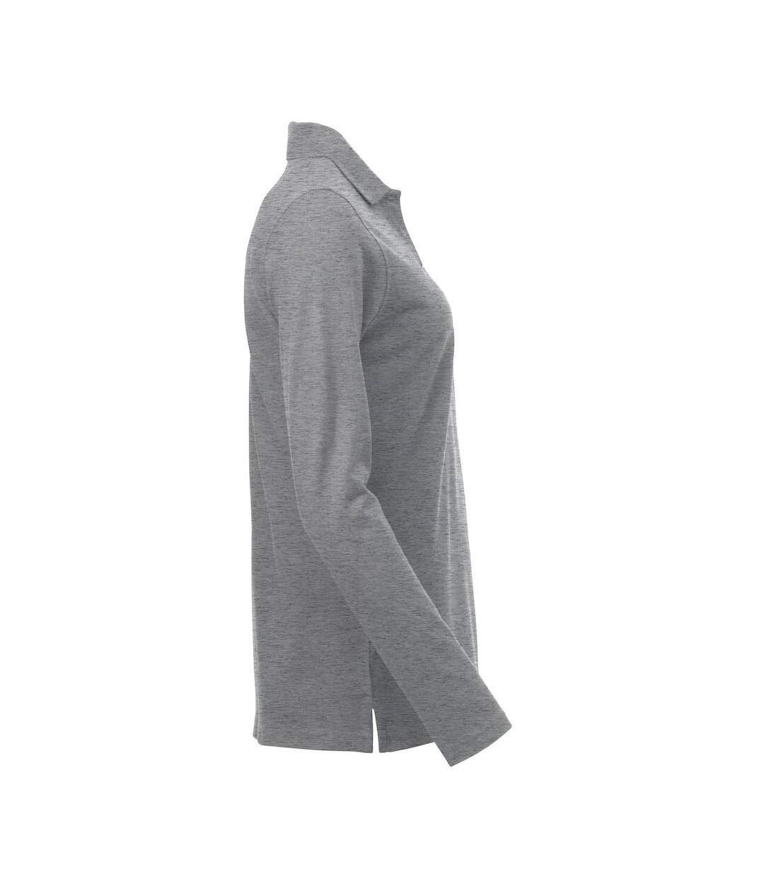 Womens/ladies Classic Marion Melange Long-sleeved Polo Shirt Grey Melange Clique-4