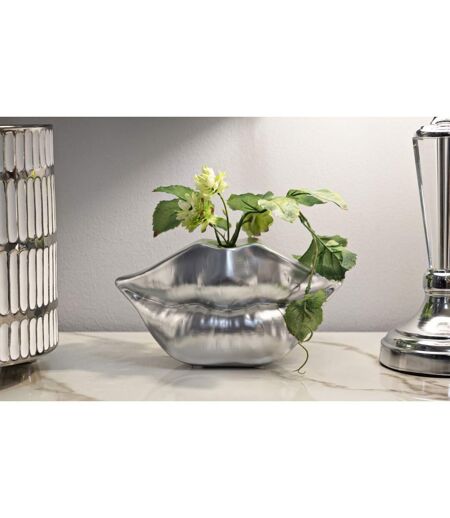 Vase Déco en Résine Mouth 23cm Argent
