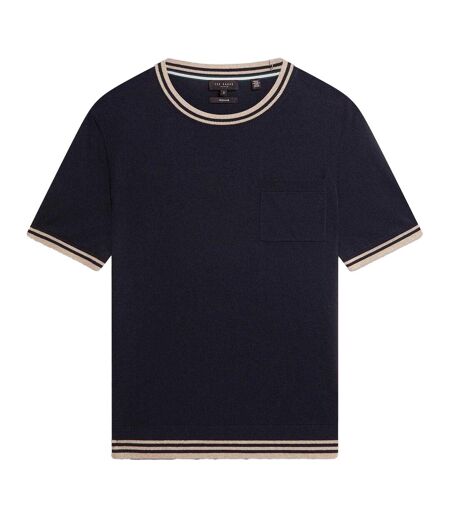 Mens Tipped Merino Wool Pocket Regular T-shirt Navy Ted Baker