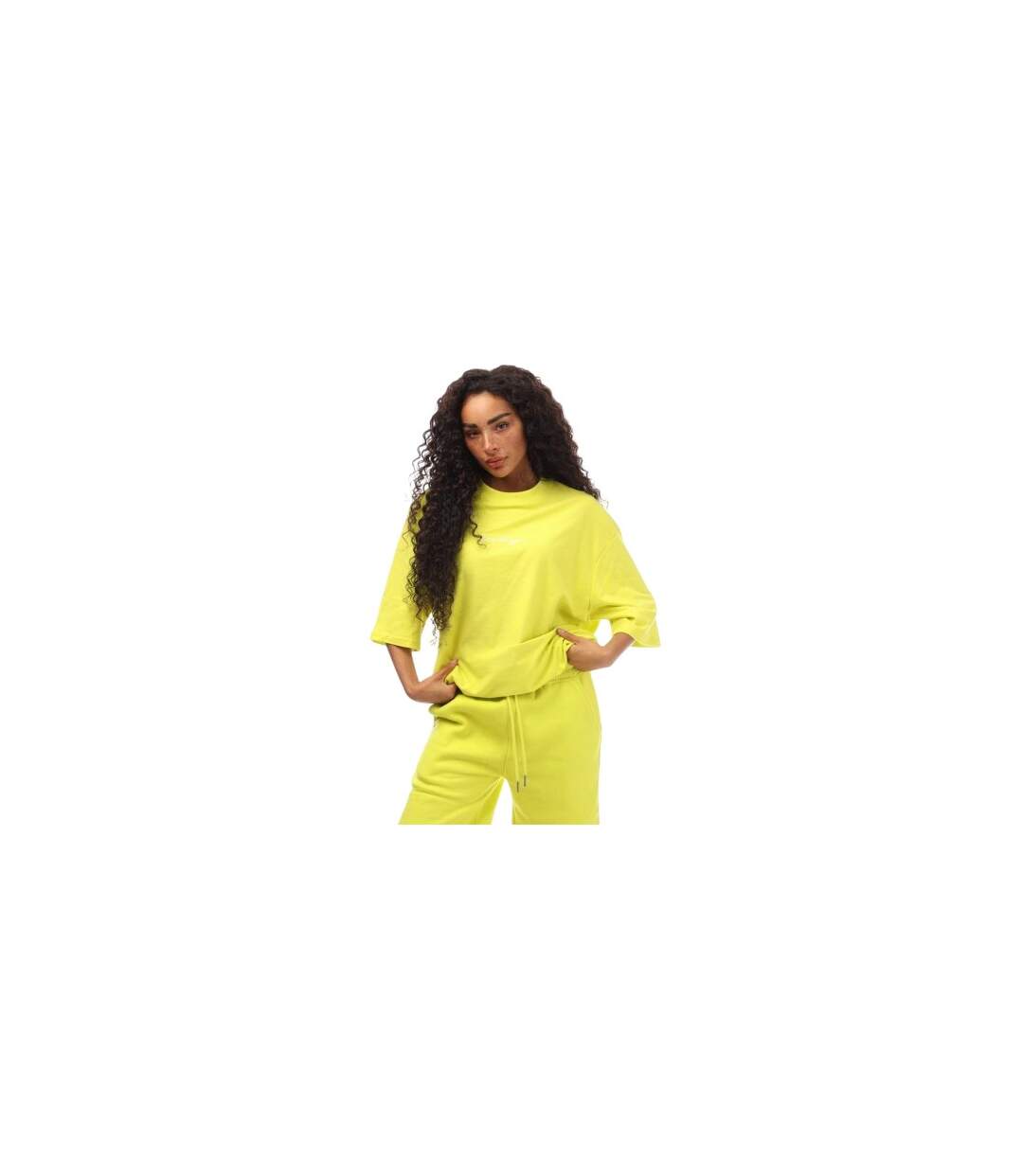 Mens Signature Logo Oversized T-shirt Lime Hype-1