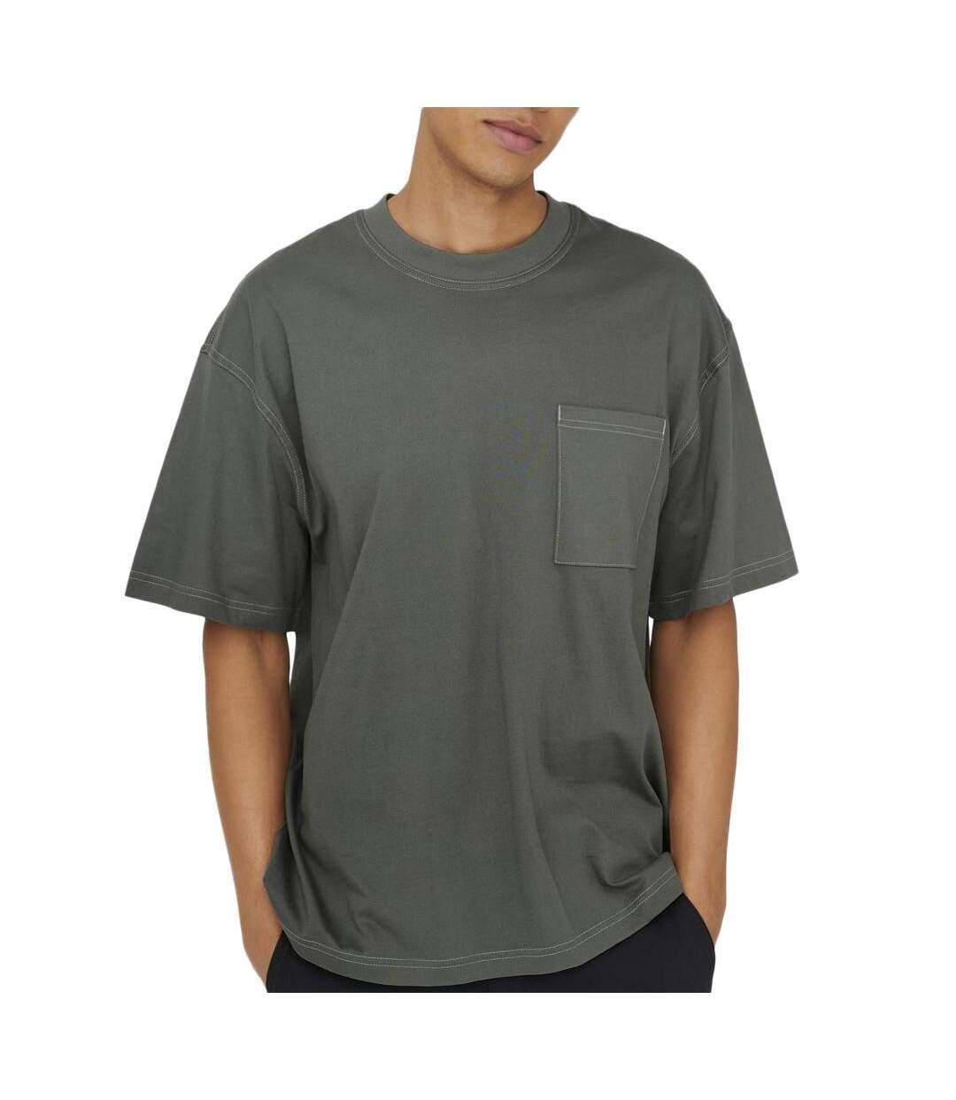 T-Shirt gris homme only & sons larry-1
