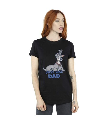 Disney Womens/Ladies Lady And The Tramp Just Like Dad Cotton Boyfriend T-Shirt (Noir) - UTBI30762
