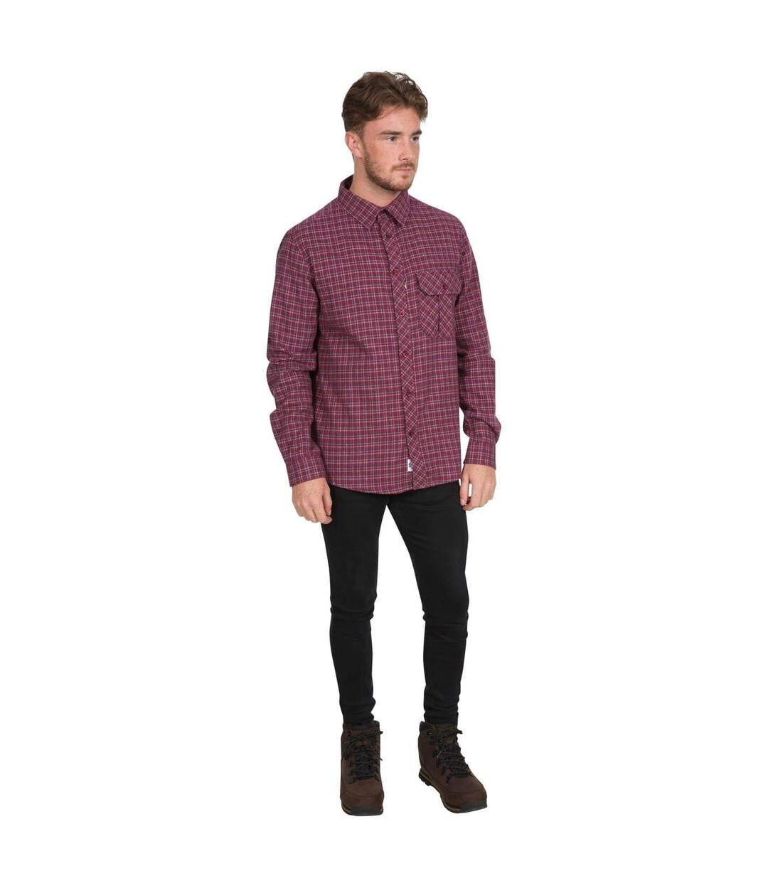 Chemise Manches Longues Motif/style Motif Écossais Snypr Homme Rouge À Carreaux Trespass-4