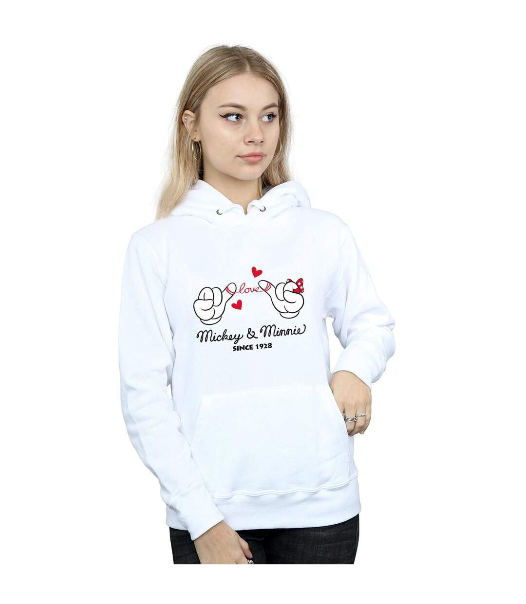 Disney Sweat à capuche Womens/Ladies Mickey Mouse Love Hands (Blanc) - UTBI10589-2