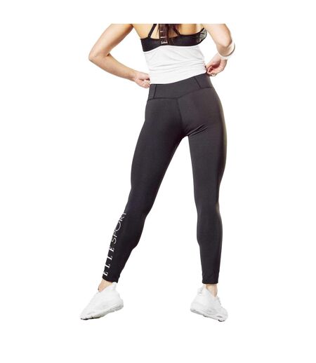 Womens/ladies Signature Leggings Black Elle