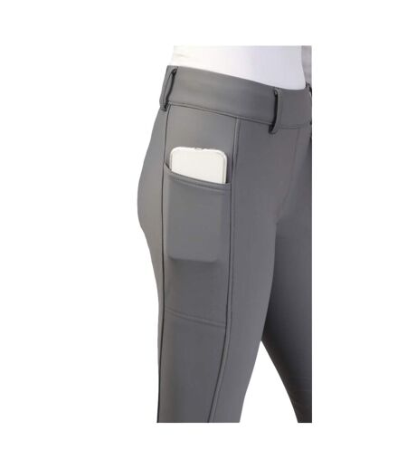 Womens/ladies glacial softshell horse riding tights gray Hy