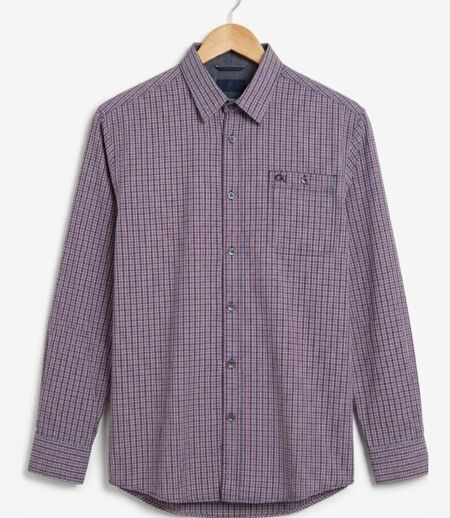 CHALLENGER TORY1 — Chemise à carreaux manches longues rouge et bleu : confort léger en popeline de coton