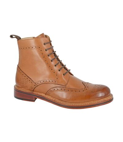 Mens Leather Ankle Boots Tan Woodland