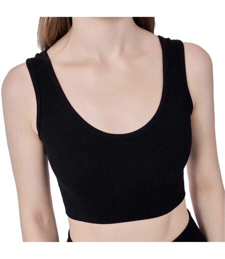 Haut Court Motif/style Côtelé Femme Noir Miso