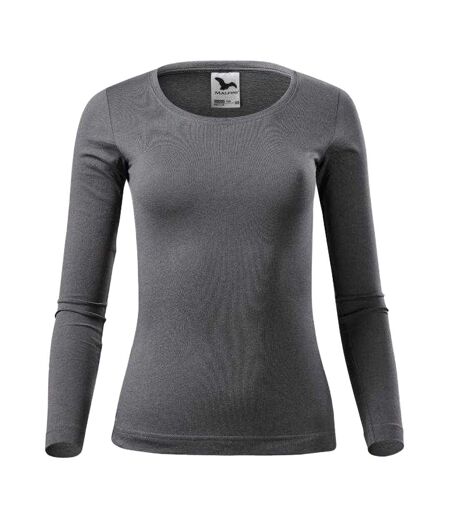 T-shirt Manches Longues Motif/style Uni Femme Gris Foncé Malfini