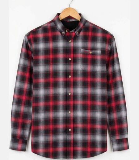 CHALLENGER TRADITION3 — Chemise à carreaux manches longues rouge et gris : l'aisance du tissu extensible