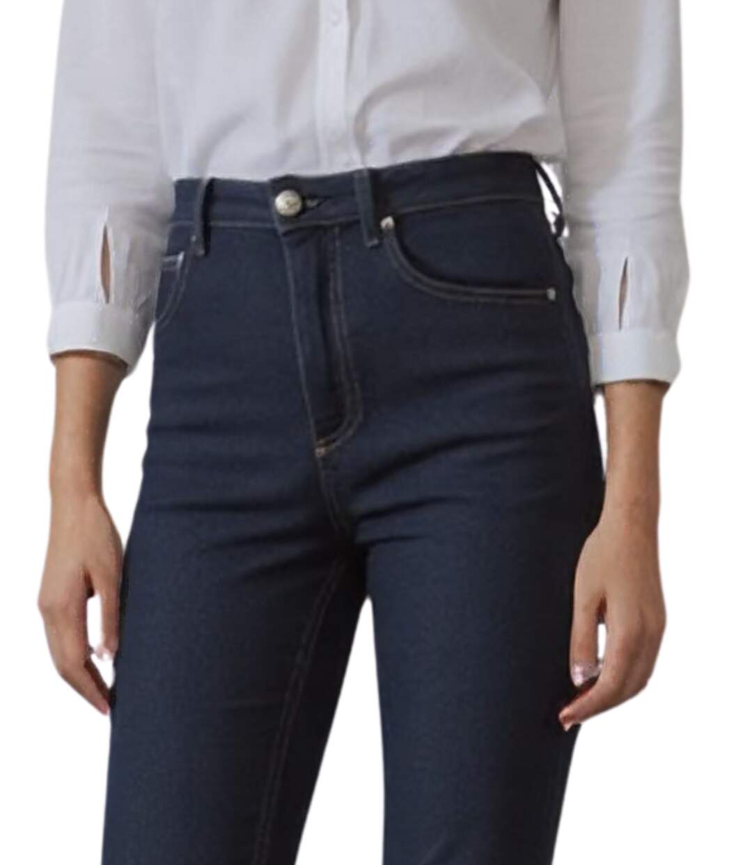 Jean Femme évasé bleu brut - Taille Haute - Elégance incontournable-3