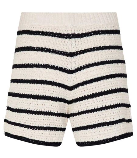 Womens/ladies Heinke Crochet Stripe Shorts Black Off White Edited