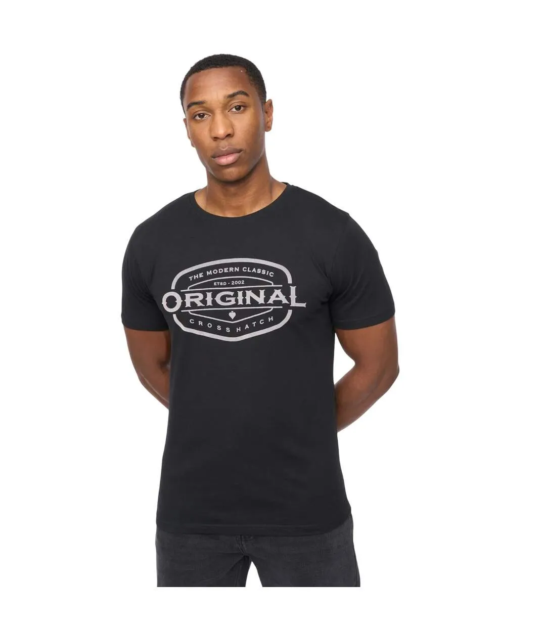 T-shirt Traptons Homme Noir Crosshatch-2
