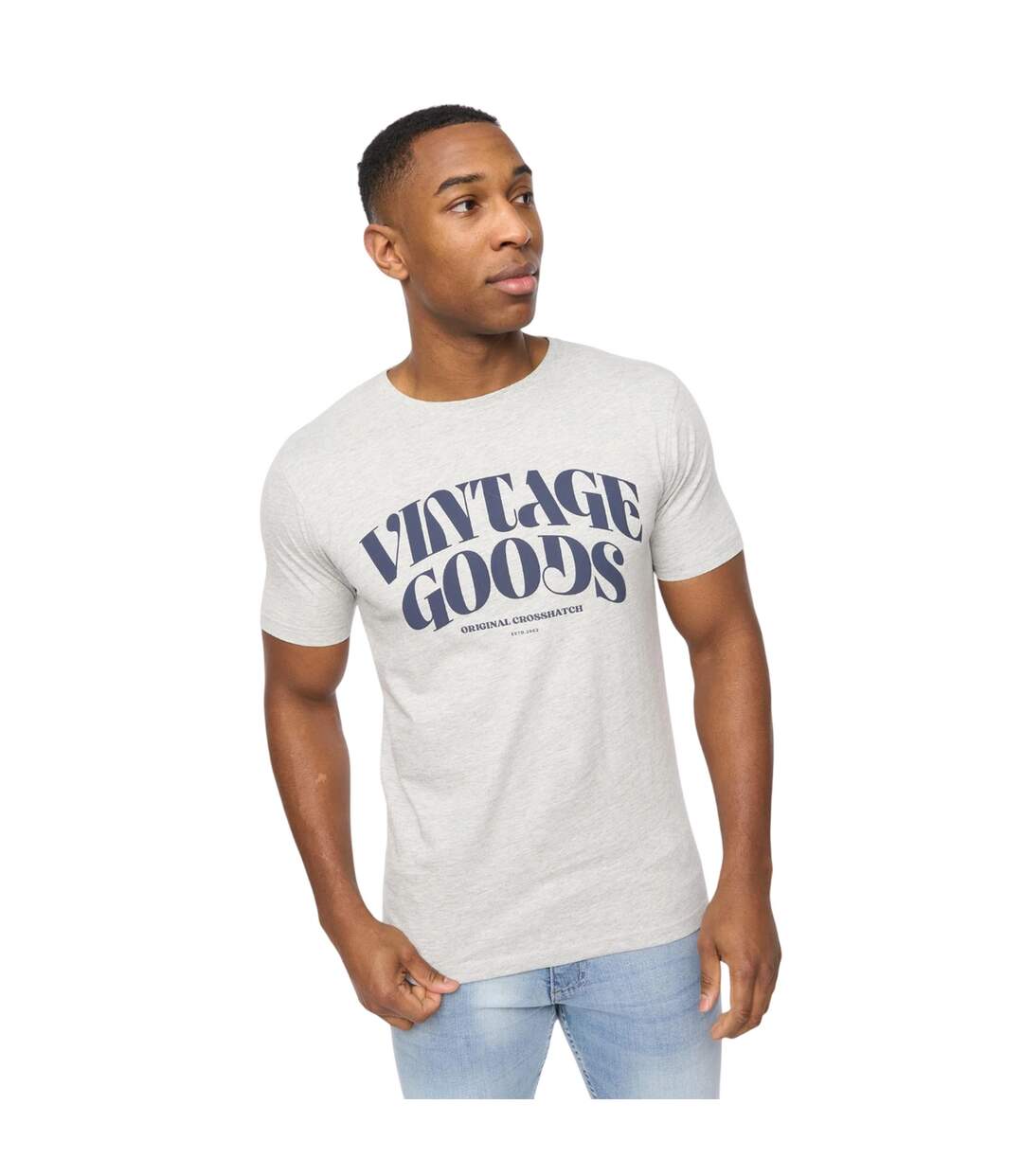 Mens wilsby t-shirt grey marl Crosshatch-1