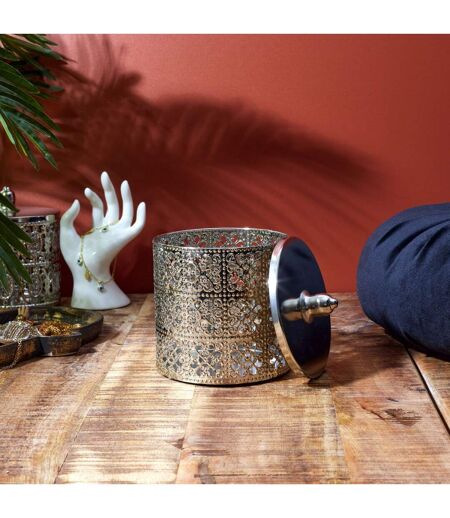 Boîte Déco en Métal Ajourée 14cm Argent