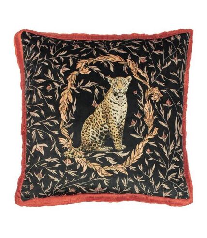 Paoletti Kitraya Leopard Throw Pillow Cover (Paprika Red/Black) (One Size)