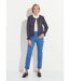 Veste sans col boutonnée courte marine-3