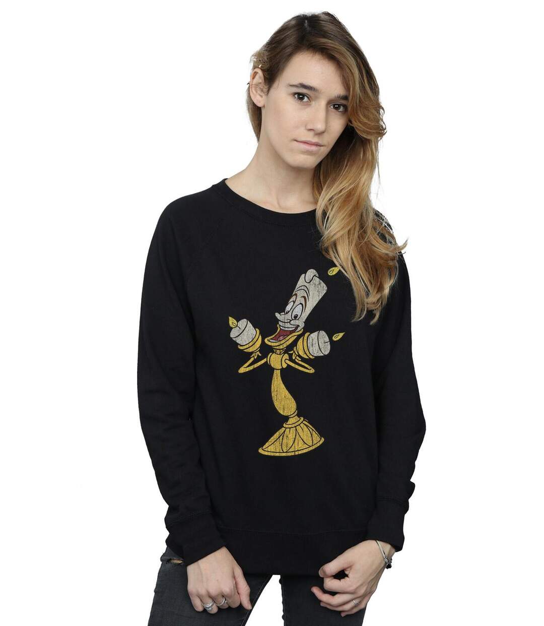 Disney - Sweat BEAUTY AND THE BEAST LUMIERE DISTRESSED - Femme (Noir) - UTBI13323-2