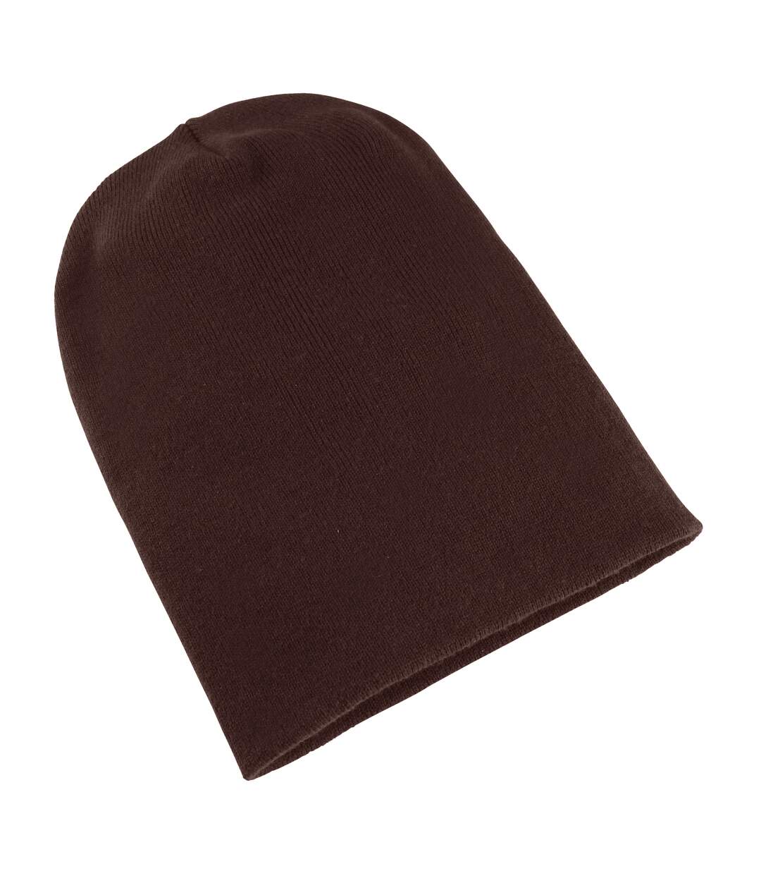 Bonnet épais long adulte unisexe marron Yupoong