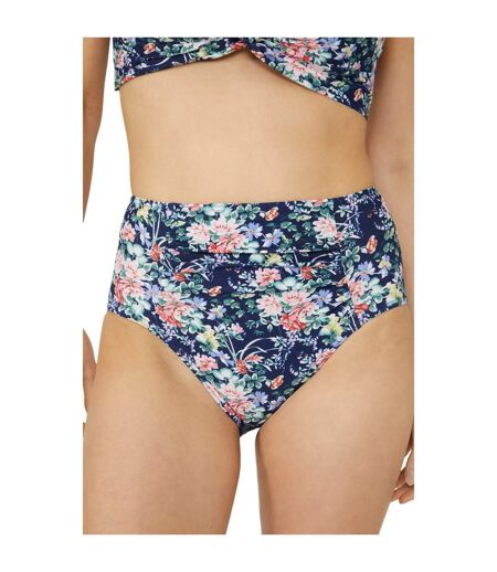 Debenhams Womens/Ladies Floral High Waist Bikini Bottoms (Navy) - UTDH5517