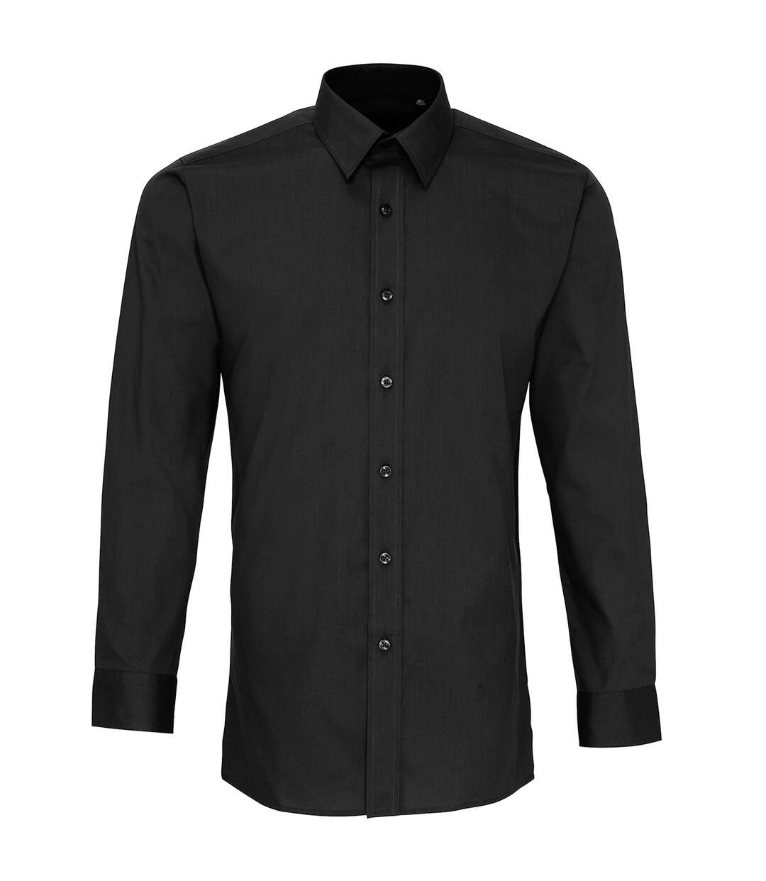 Mens long sleeve fitted poplin work shirt black Premier-1