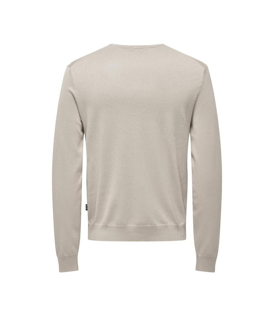 Pull beige homme only & sons life crew knit-2