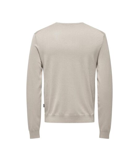 Pull beige homme only & sons life crew knit