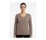 Mayflower NERVAL5 : Tee-shirt femme manches longues beige en coton avec petit col V-1