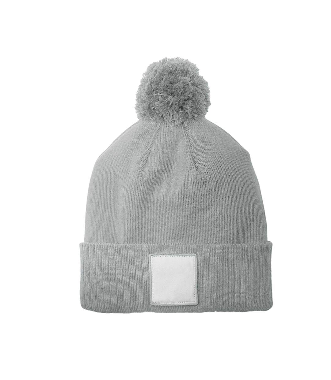 Bonnet Motif/style Pompon Cendre Blanc Beechfield-2