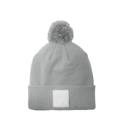 Bonnet Motif/style Pompon Cendre Blanc Beechfield