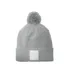 Bonnet Motif/style Pompon Cendre Blanc Beechfield-2