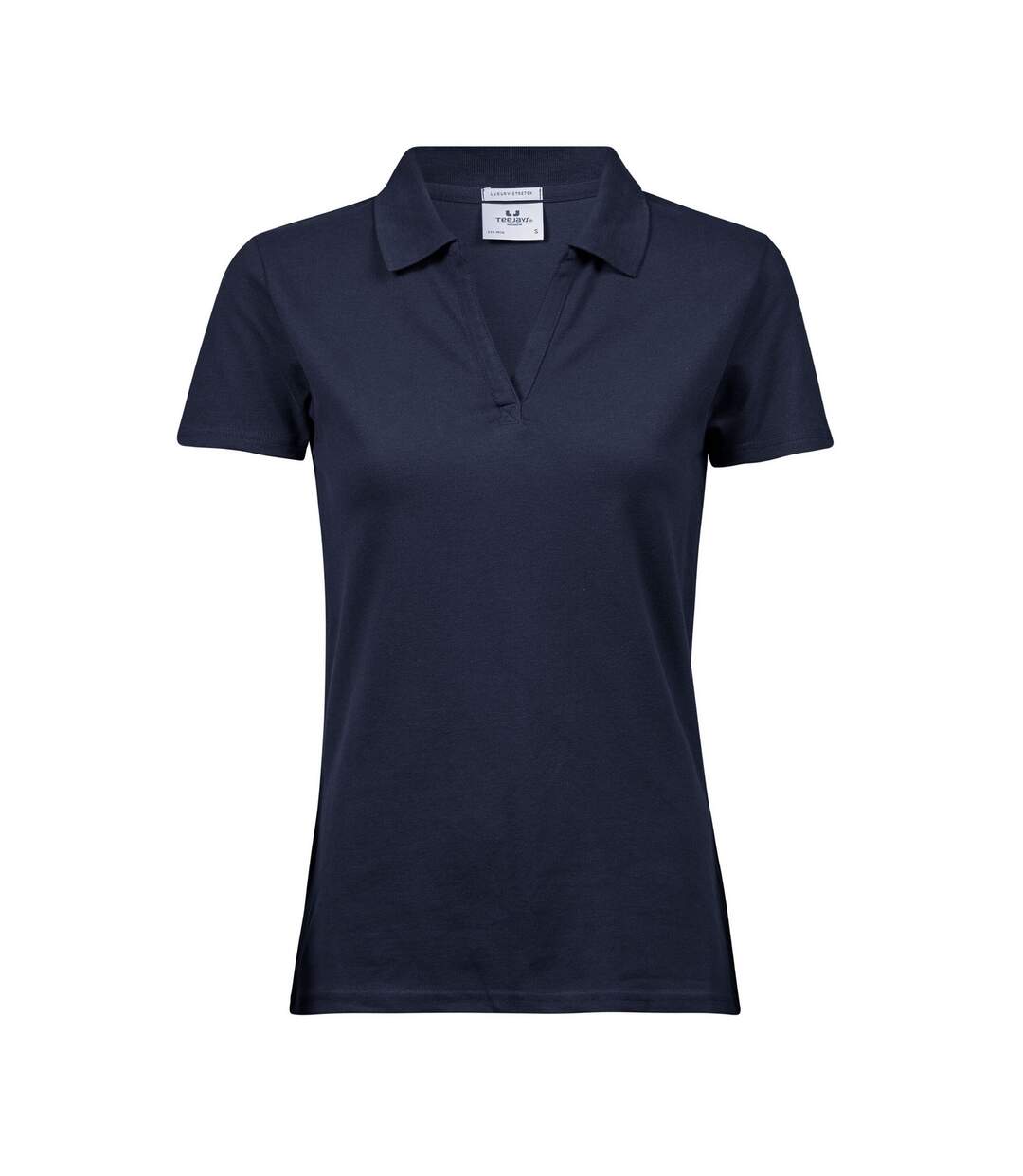 Womens/ladies Luxury Stretch Polo Shirt Navy Tee Jays-1