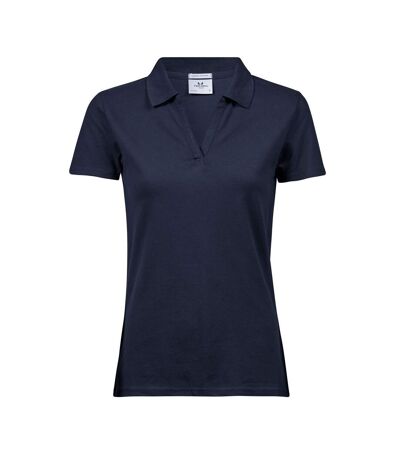 Womens/ladies Luxury Stretch Polo Shirt Navy Tee Jays