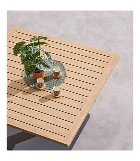 Table de jardin relevable rectangulaire en aluminium SALIMIA - Graphite et honey