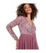 Robe Portefeuille Manches Longues Femme Rose Deluxe-3
