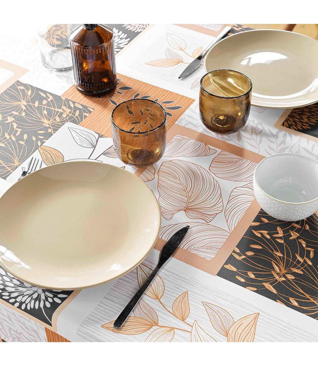 Nappe Antitache Imprimé Faya 150x240cm Naturel-2