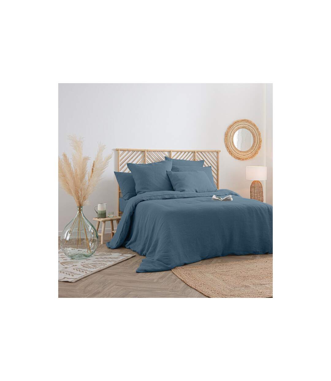 Housse de Couette Lin Adorable 260x240cm Bleu Canard-1