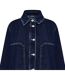 Womens/ladies Longline Denim Jacket Navy Faded Hugo-4