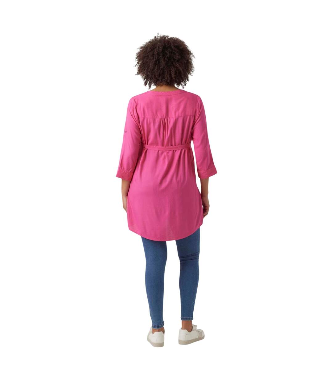 Womens/ladies Regular 3/4 Sleeve Tunic Dress Fuchsia Purple Mamalicious-3