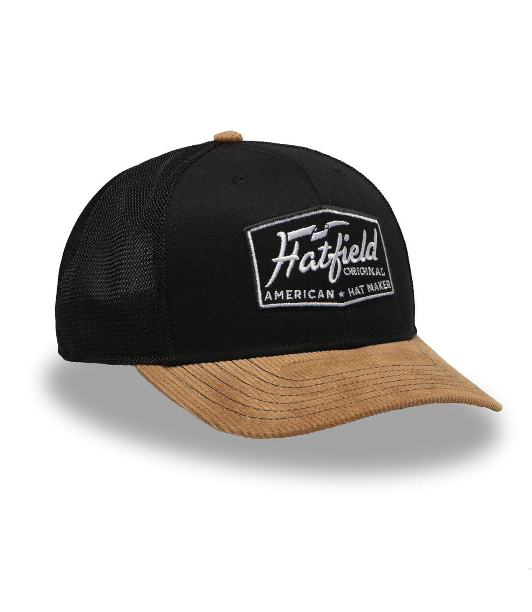 Casquette trucker avec filet bi-matière semi curved et patch Hatmaker Hatfield-2