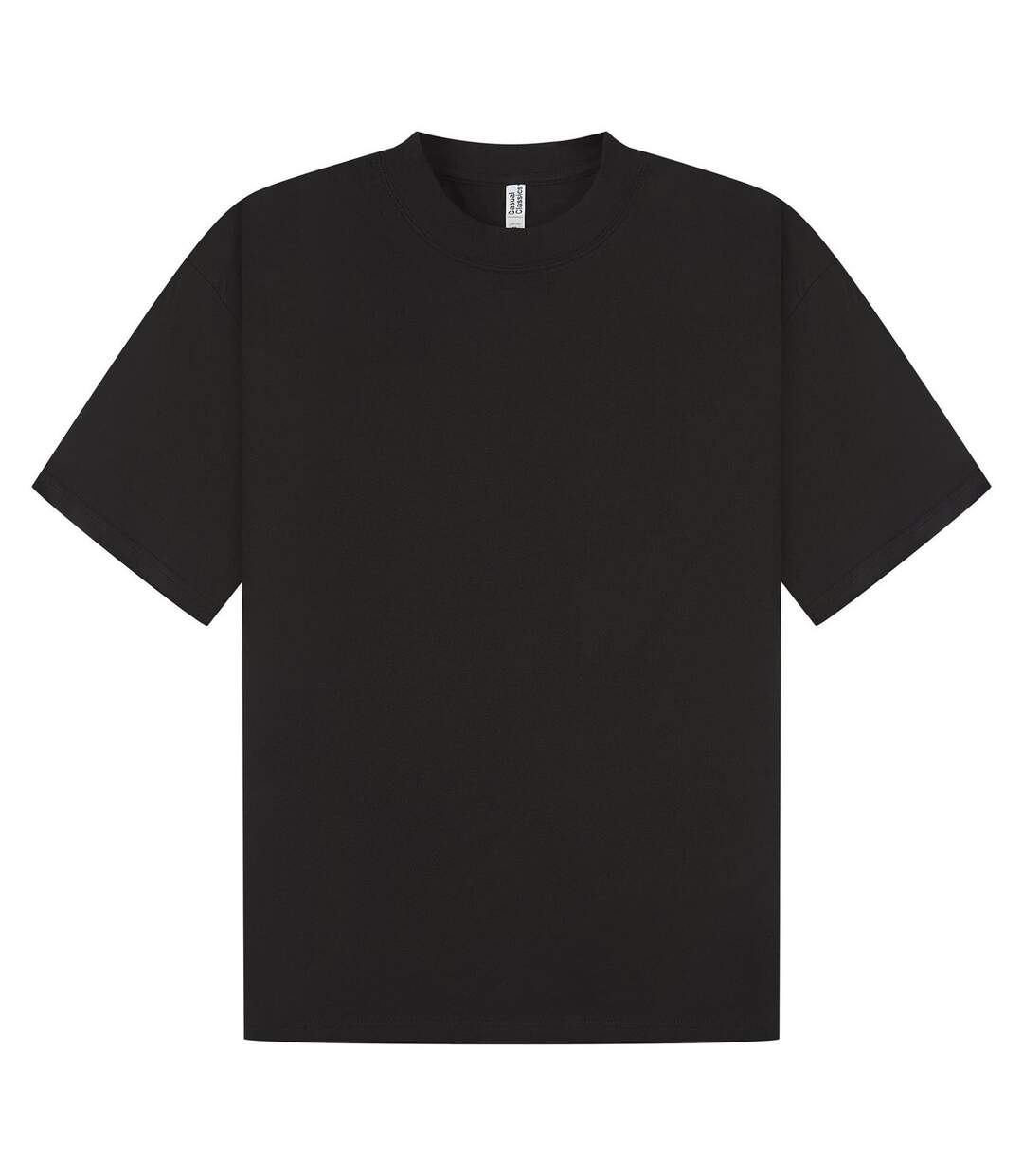 T-shirt oversize unisexe adulte en coton peigné ringspun à encolure allongée noir Casual Classics-1