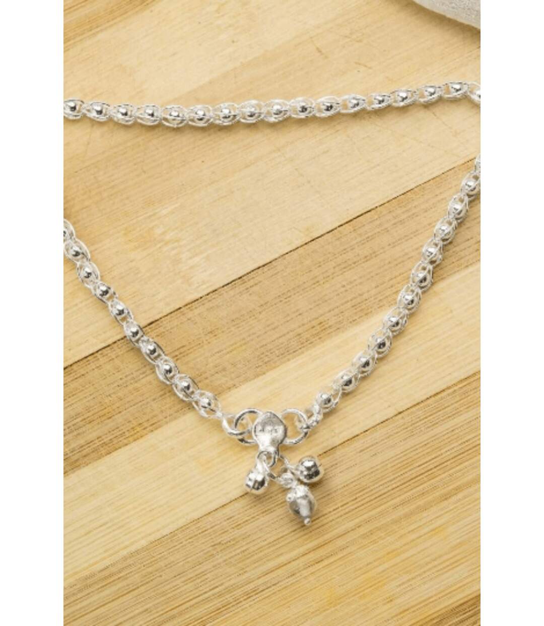 Pure Silver Minimalistic Chain Indie Boho Silver Indian Payal Anklet-2