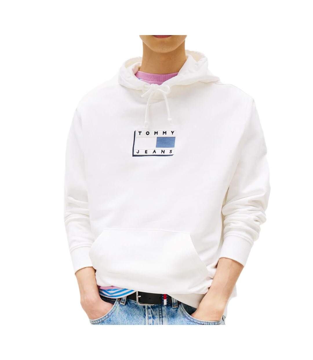 Sweat blanc homme tommy hilfiger regular - l-1